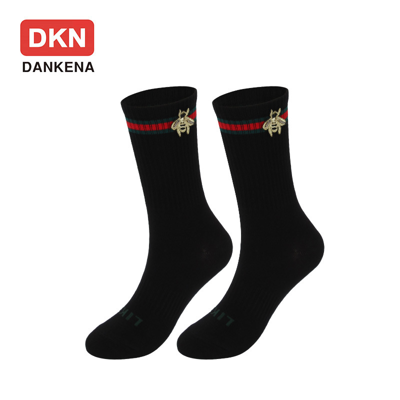 DANKENA New Classic Red Green Stripe Bee Personalized Fashion Long Thigh High Socks